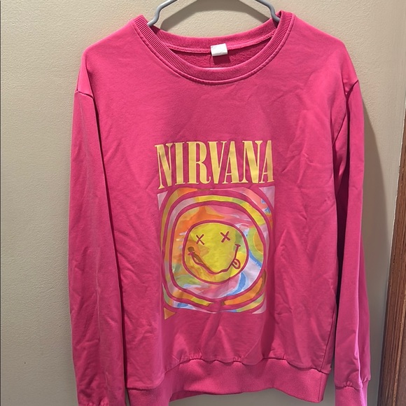 NIRVANA Tops - 💚HP💚Oversized Nirvana Smiley Sweatshirt